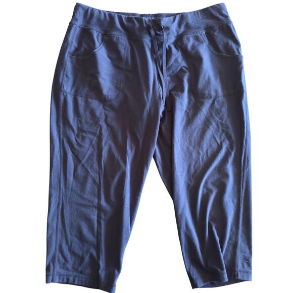 Athletic Works Blue Wide Leg Pull On Capri Pants Tie Waist, Pockets Size XL - Picture 1 of 5